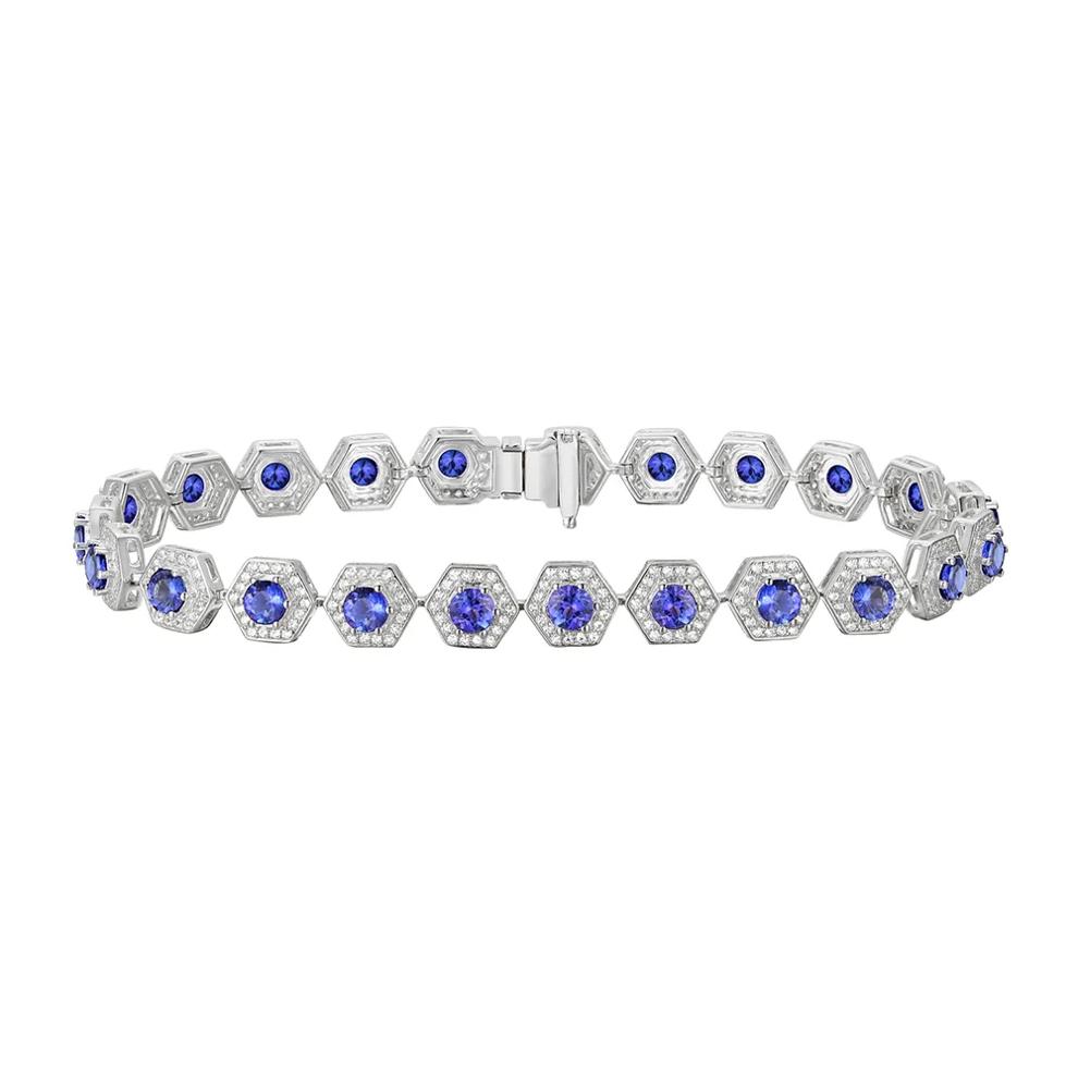 Tanzanite and Lab Created White Sapphire Bracelet in Sterling Silver – Image 1 of 1