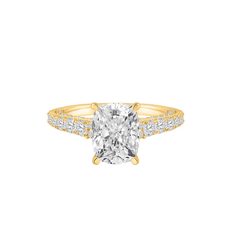 Lab Grown Diamond Elongated Cushion Engagement Ring in 14K Yellow Gold (4 ct. tw.) – Image 1 of 4