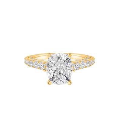 Lab Grown Diamond Elongated Cushion Engagement Ring in 14K Yellow Gold (4 ct. tw.)