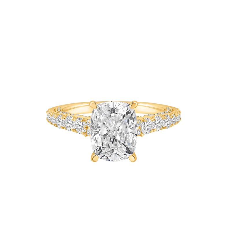 Lab Grown Diamond Elongated Cushion Engagement Ring in 14K Yellow Gold &#40;4 ct. tw.&#41; – Image 1 of 4