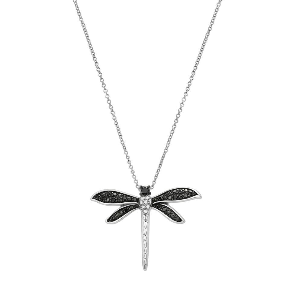 Black Diamond Dragonfly  Pendant in Sterling Silver (1/10 ct. tw.) – Image 1 of 4