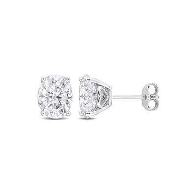 Lab-Created Moissanite Oval Solitaire Stud Earrings in Sterling Silver (4 ct. dew)