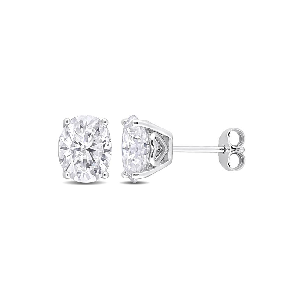 Lab-Created Moissanite Oval Solitaire Stud Earrings in Sterling Silver (4 ct. dew) – Image 1 of 5