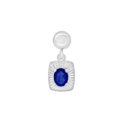 Lab-Created Blue Sapphire Medallion Birthstone Bead Charm in Sterling Silver