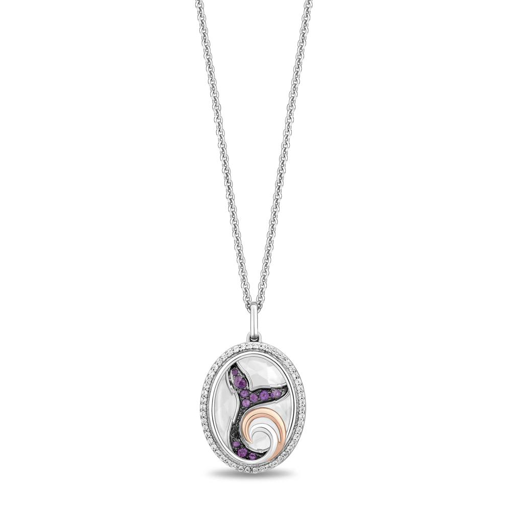 Ariel Mermaid Tail Diamond Pendant in Sterling Silver and 10K Rose Gold (1/6 ct. tw.) – Image 1 of 2