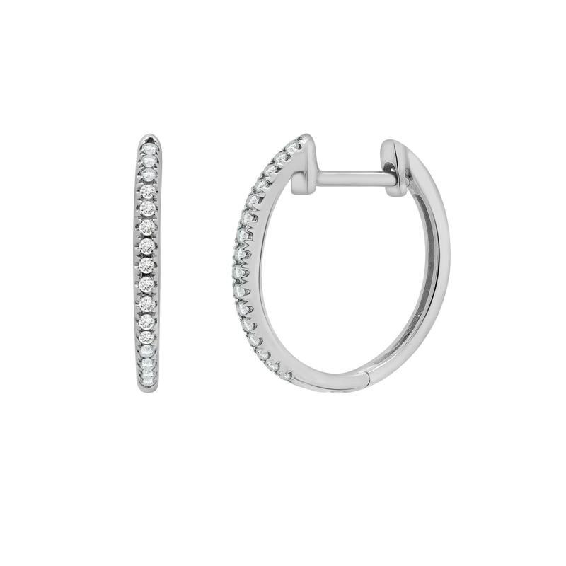 Diamond Thin Round Hoop Earrings in Sterling Silver &#40;1/10 ct. tw.&#41; – Image 1 of 1