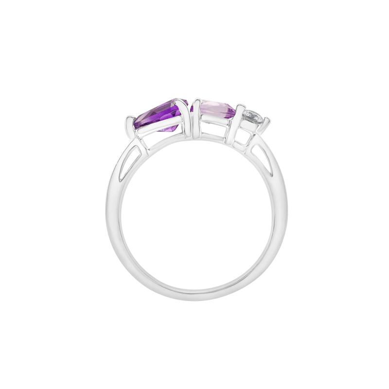Amethyst Ring with Rose de France and White Topaz in Sterling Silver – Image 2 of 5