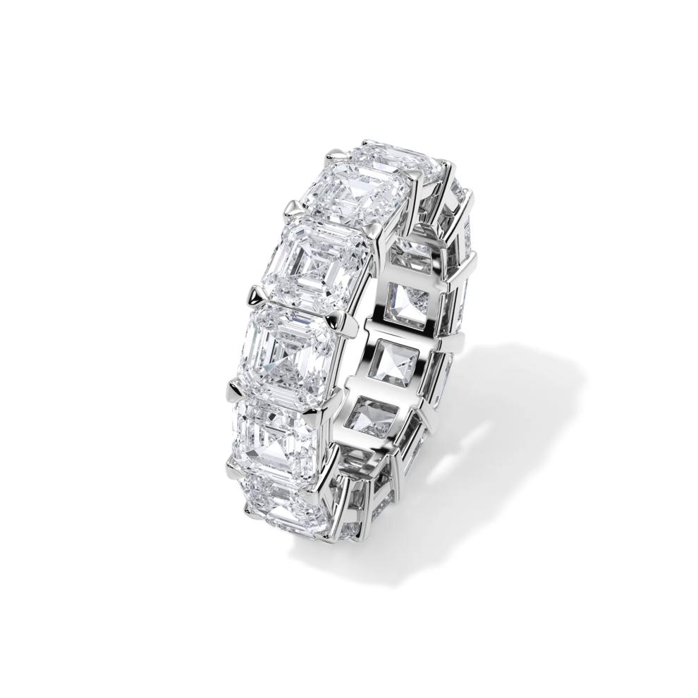 Lab Grown Diamond Asscher-Cut Eternity Band in 18K White Gold (13 ct. tw.) – Image 4 of 4