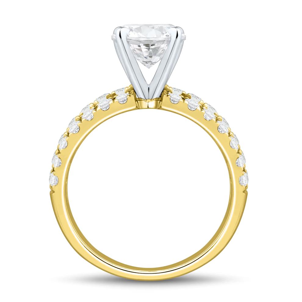 Lab Grown Diamond Triple Row Semi-Mount Engagement Ring in 14K Yellow &amp; White Gold (1 1/4 ct. tw.) (Setting Only) – Image 6 of 6