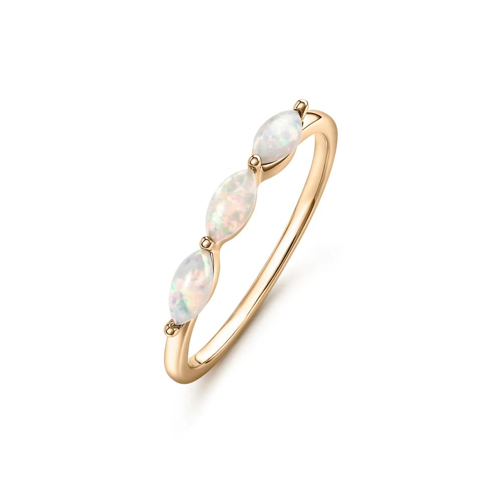 Opal Marquise Three-Stone Stack Band in 10K Yellow Gold – Image 4 of 4