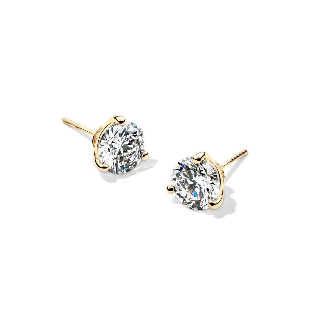 Lab Grown Diamond Round Martini Stud Earrings in 14K Yellow Gold (3 ct. tw.) – Image 1 of 3