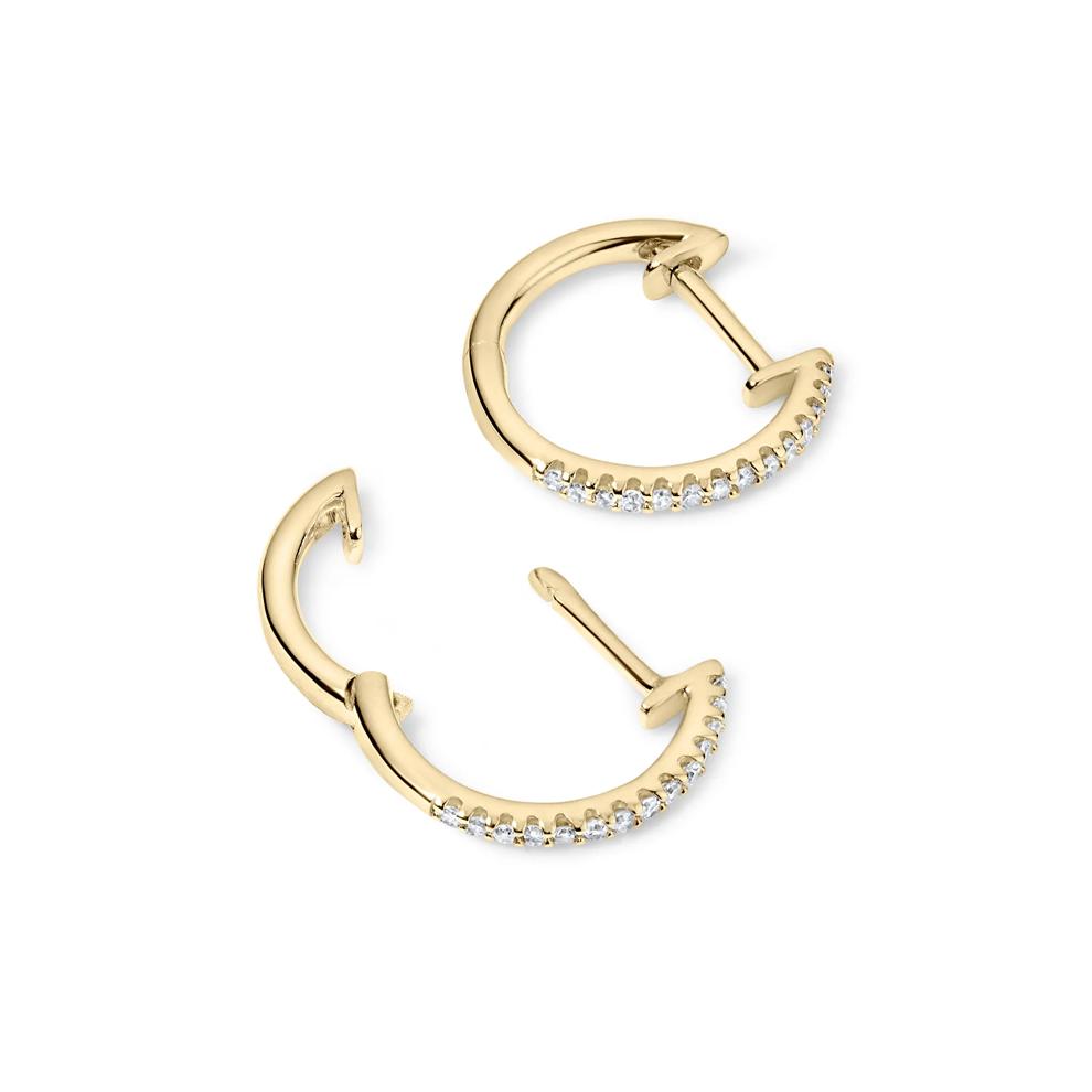 Diamond Hoop Earrings in 10K Yellow Gold (1/10 ct. tw.) – Image 2 of 2
