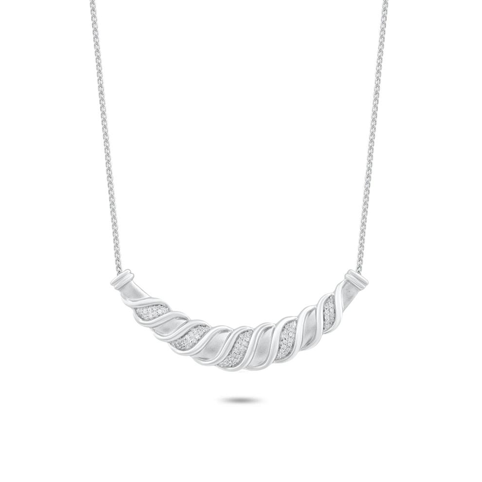 Diamond Twisted Frontal Necklace in Sterling Silver (1/4 ct. tw.) – Image 1 of 4