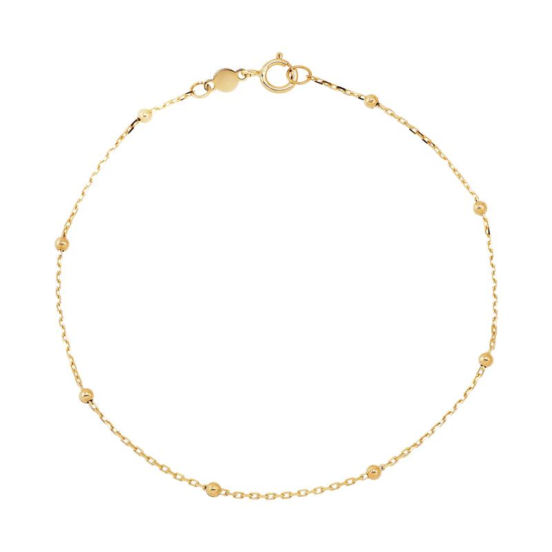 Bead Station Bracelet in 14K Yellow Gold, 2MM, 7.25&rdquo; – Image 1 of 2