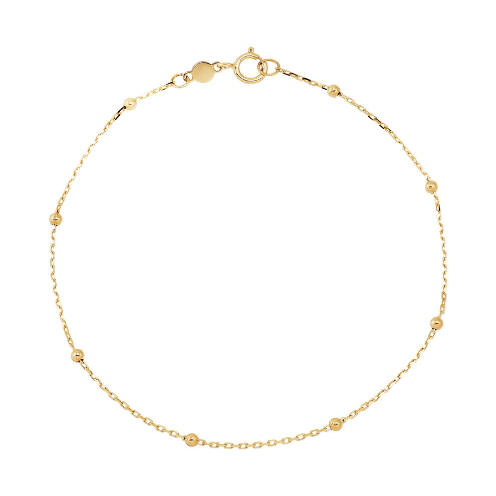 Bead Station Bracelet in 14K Yellow Gold, 2MM, 7.25&rdquo; – Image 1 of 2