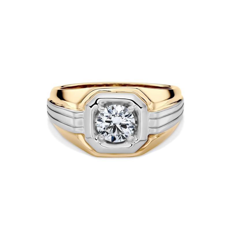 Men&#39;s Lab Grown Diamond Solitaire Band in 10K Yellow and White Gold &#40;1 ct. tw.&#41; – Image 1 of 3