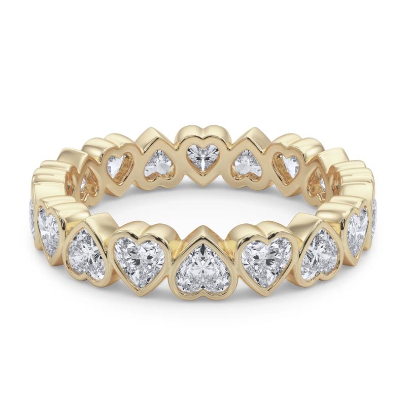 Lab Grown Diamond Heart Bezel Eternity Band in 14K Yellow Gold &#40;2 ct. tw.&#41; – Image 4 of 5