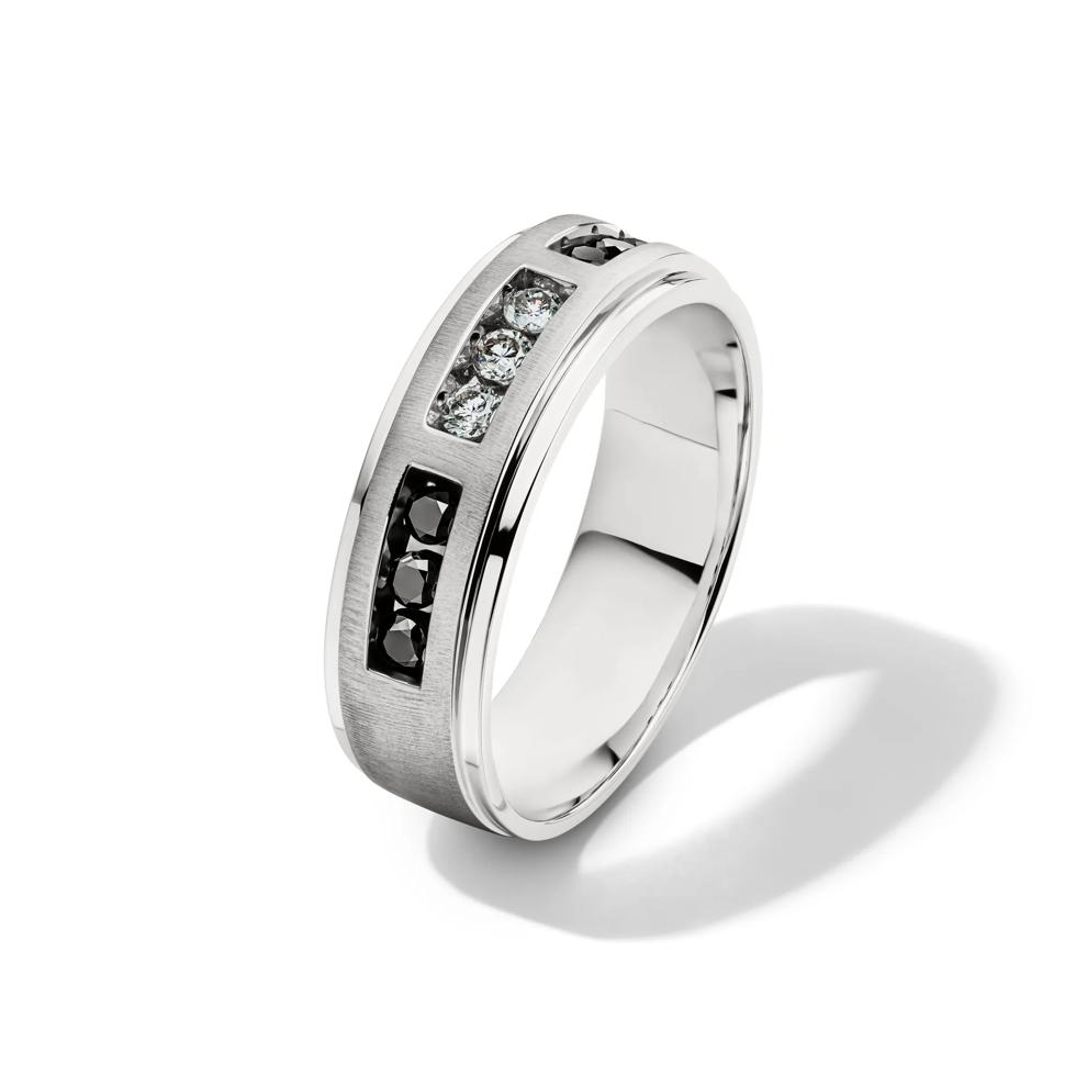 Men's 3/8 ct. tw. Black &amp; White Diamond Ring in 10K White Gold – Image 4 of 4