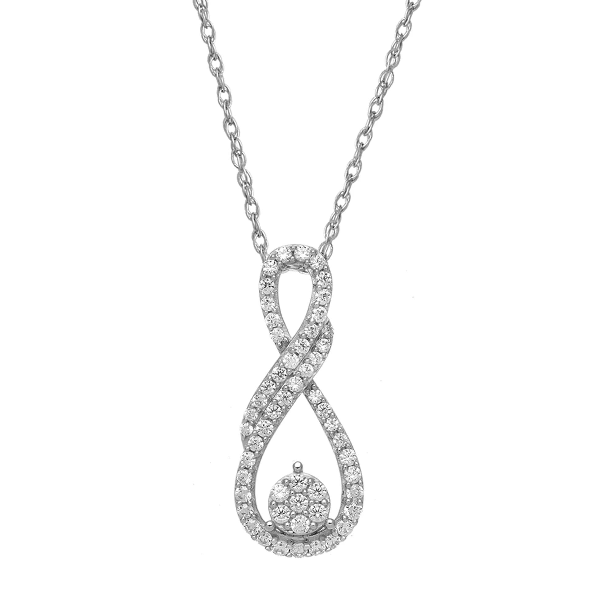 Diamond Infinity Drop Pendant in 10K White Gold