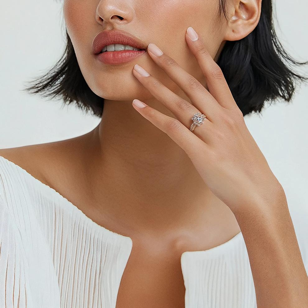 Valentina Cushion-Cut Lab Grown Diamond Halo Bridal Set in 14K Rose Gold (2 1/4 ct. tw.) – Image 7 of 7