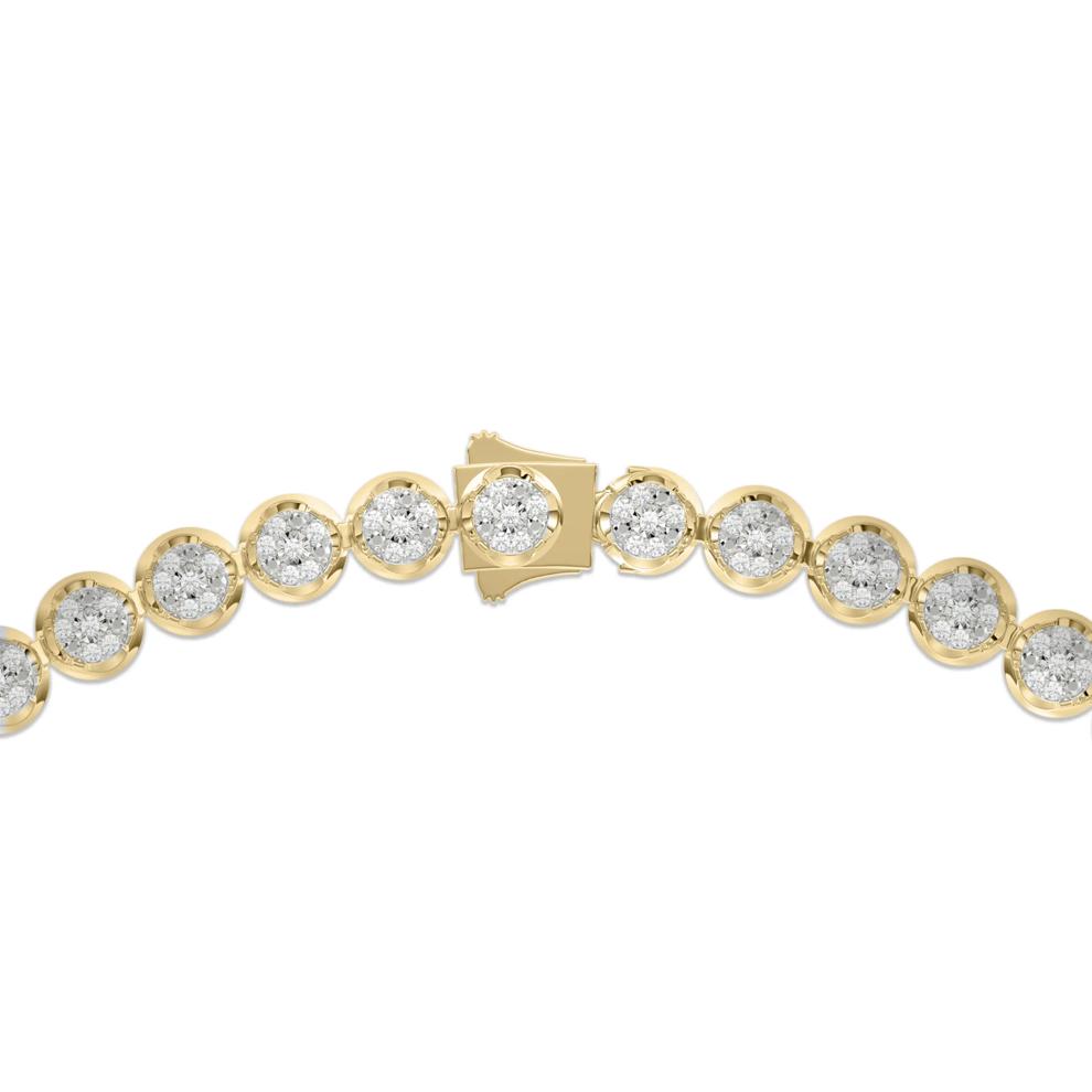 Men's Lab Grown Diamond Cluster Tennis Necklace in 10K Yellow Gold, 22" (4 ct. tw.) – Image 4 of 4