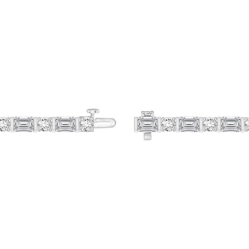 Lab Grown Diamond Emerald &amp; Round Tennis Bracelet in 14K White Gold (15 ct. tw.) – Image 2 of 2