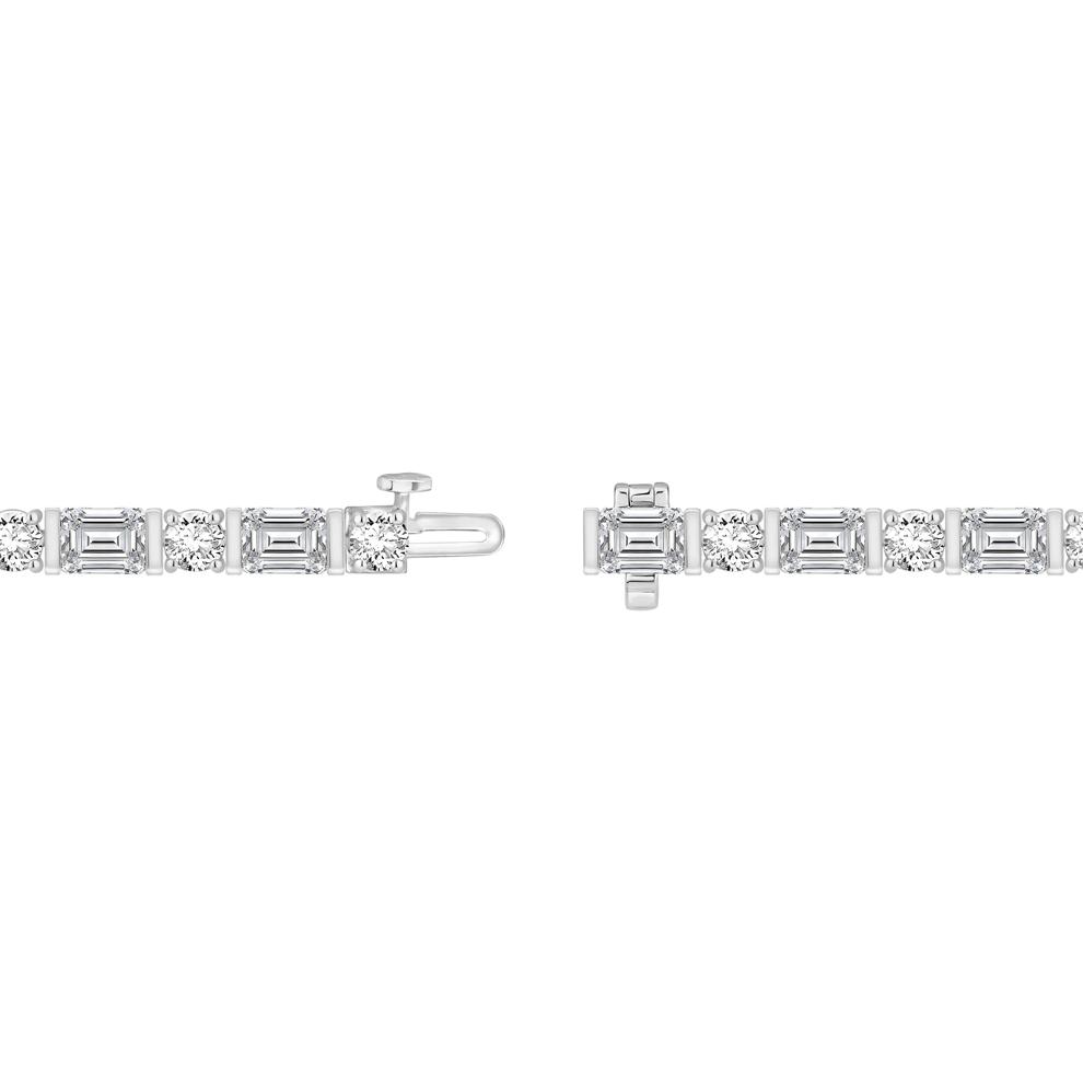 Lab Grown Diamond Emerald &amp; Round Tennis Bracelet in 14K White Gold (15 ct. tw.) – Image 2 of 2
