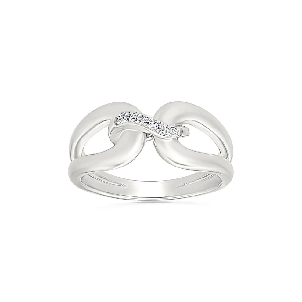 Diamond Accent Link Ring in Sterling Silver – Image 1 of 5