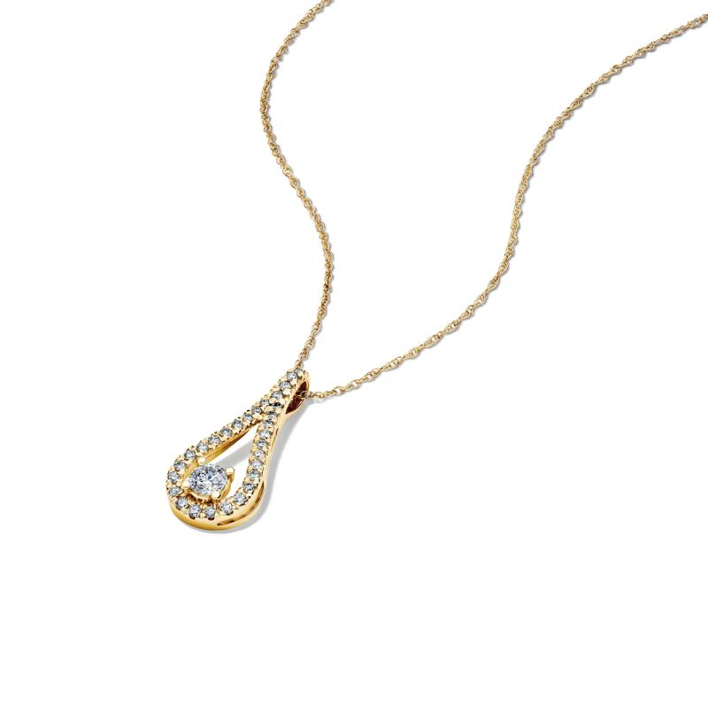 Lab Grown Diamond Drop Pendant in 14K Yellow Gold &#40;3/8 ct. tw.&#41; – Image 4 of 5