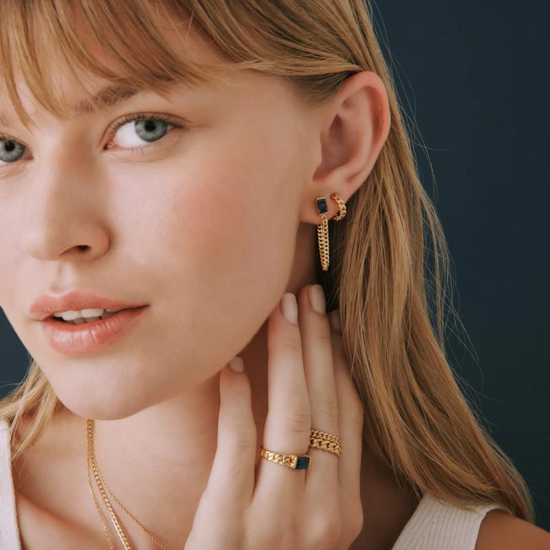 London Blue Topaz Curb Link Ring in Vermeil – Image 5 of 6