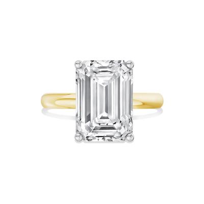 Lab Grown Diamond Emerald-Cut Solitaire Ring in 14K Yellow & White Gold (6 ct.)