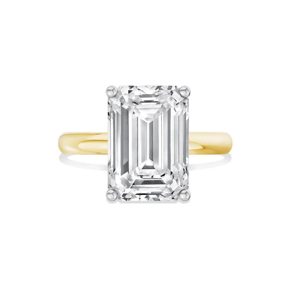 Lab Grown Diamond Emerald-Cut Solitaire Ring in 14K Yellow &amp; White Gold (6 ct.) – Image 1 of 4