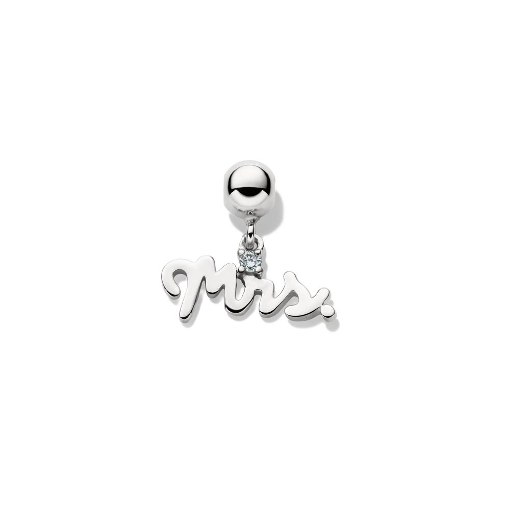 Diamond Accent Mrs Bead Charm in Sterling Silver – Image 1 of 2