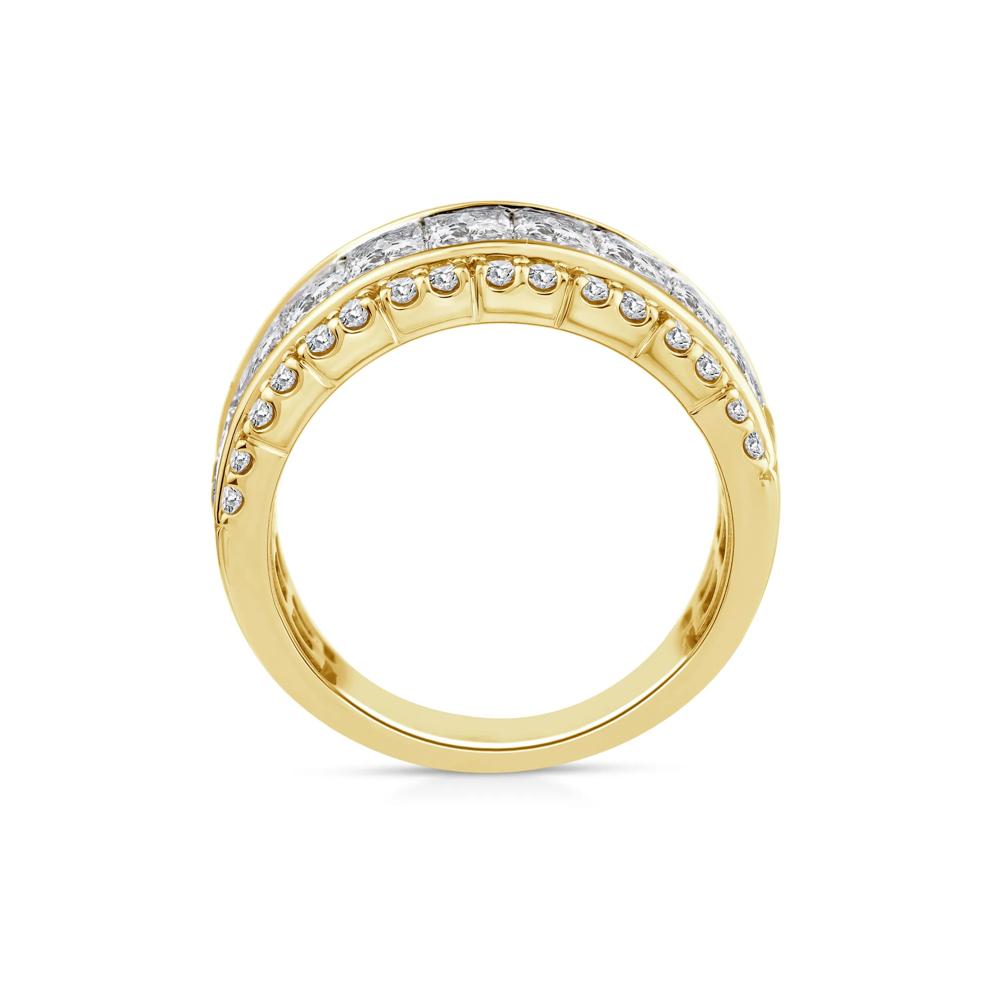 Lab Grown Diamond Princess-Cut and Round Multi-Row Band in 10K Yellow Gold (4 ct. tw.) – Image 2 of 3