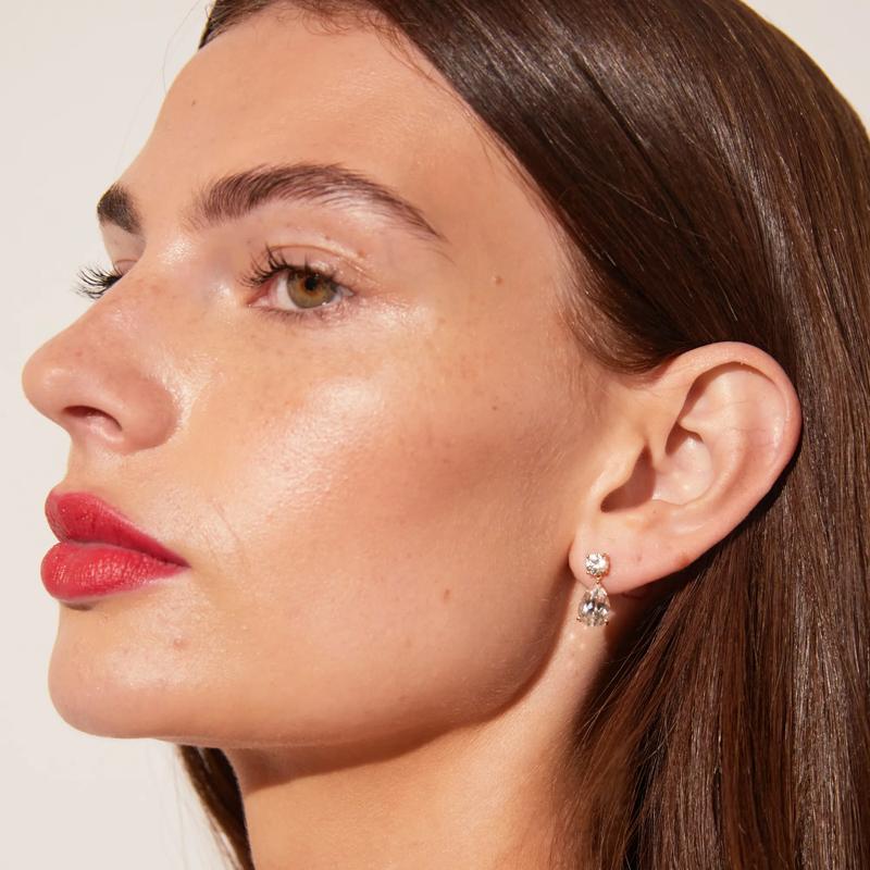 Lab-Created White Sapphire Pear Drop Earrings in Vermeil – Image 2 of 6