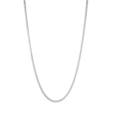 Men's Solid Curb Chain in 14K White Gold, 2MM, 22"