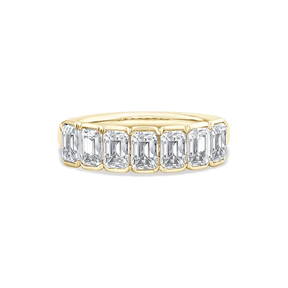 Lab Grown Diamond Emerald-Cut Seven-Stone Half-Bezel Band in 14K Yellow Gold (2 ct. tw.) – Image 1 of 4