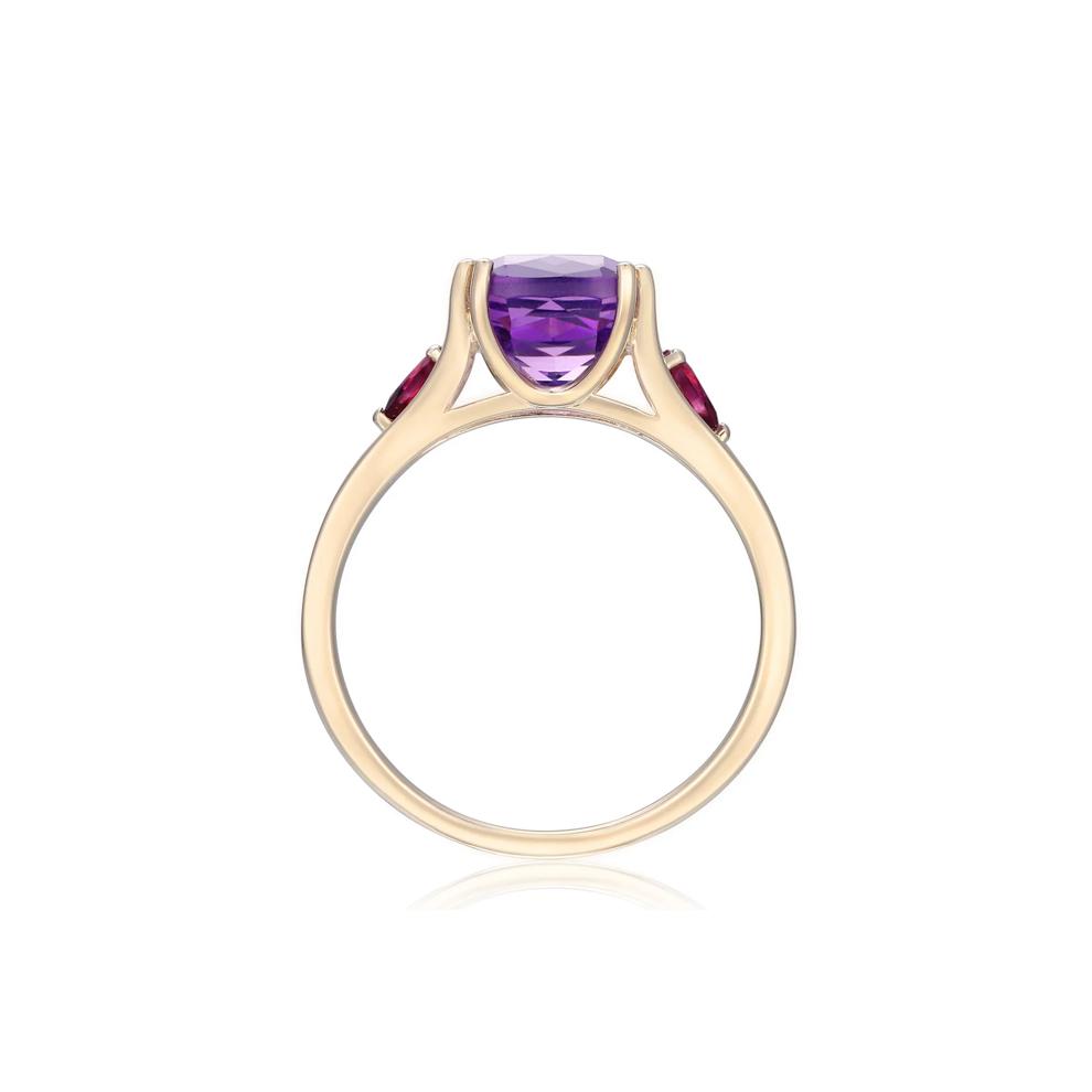 Cushion-Cut Amethyst and Rhodolite Ring in 10K Yellow Gold – Image 2 of 3