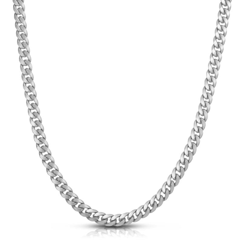 Solid Miami Cuban Chain in 14K White Chain, 5MM, 22&rdquo; – Image 1 of 2