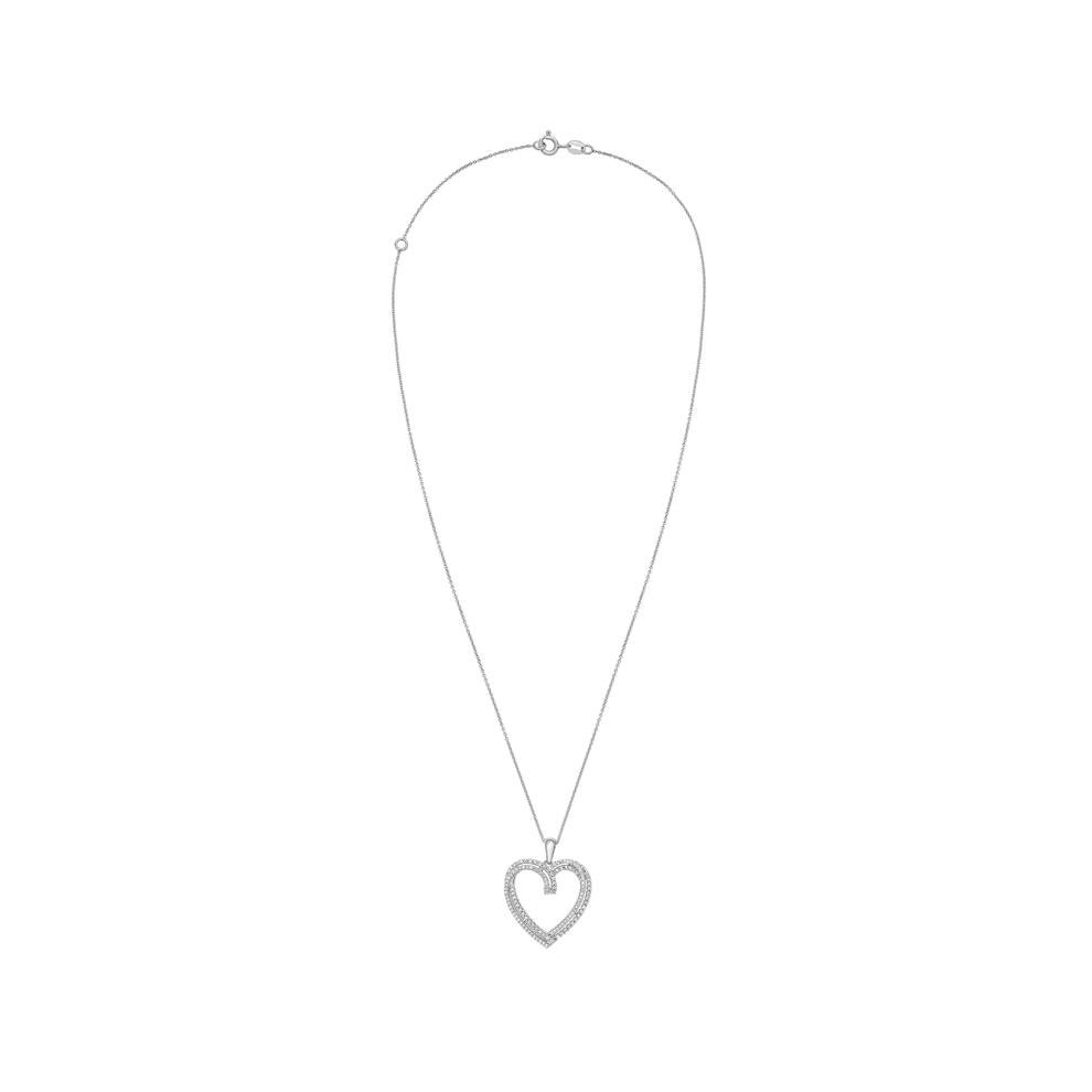 Diamond Open Heart Pendant in Sterling Silver (1/2 ct. tw.) – Image 3 of 4