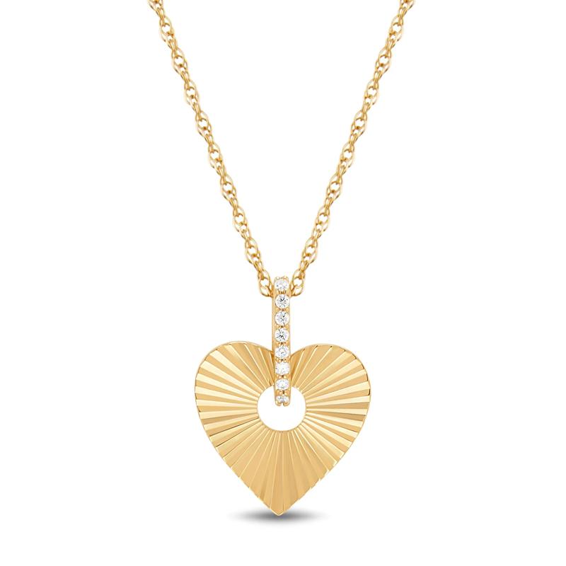 Diamond Heart Pendant in 10K Yellow Gold (1/10 ct. tw.) – Image 1 of 3