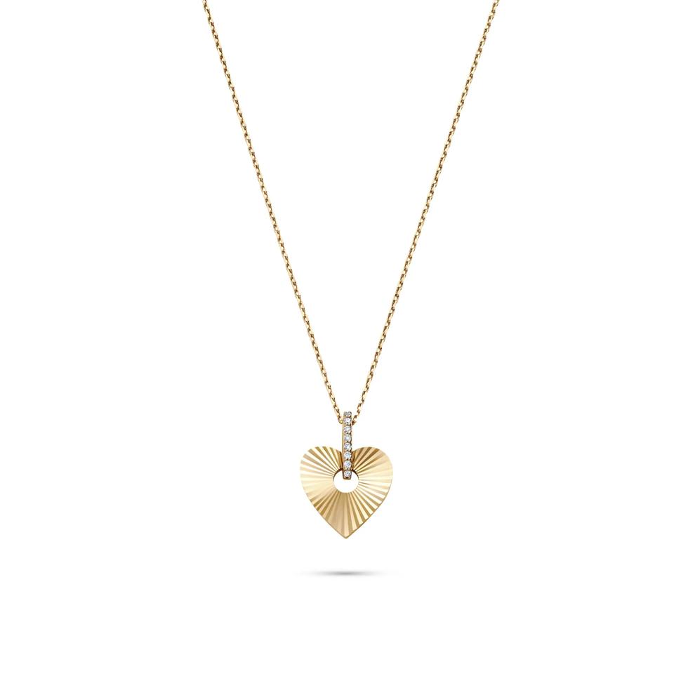 Diamond Heart Pendant in 10K Yellow Gold (1/10 ct. tw.) – Image 1 of 4