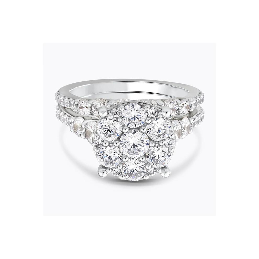 Lab Grown Diamond Round Composite Engagement Ring in 10K White Gold (3 ct. tw.) – Image 1 of 3