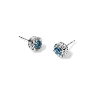 Montana Blue Sapphire & Diamond Accent Stud Earrings in 10K White Gold