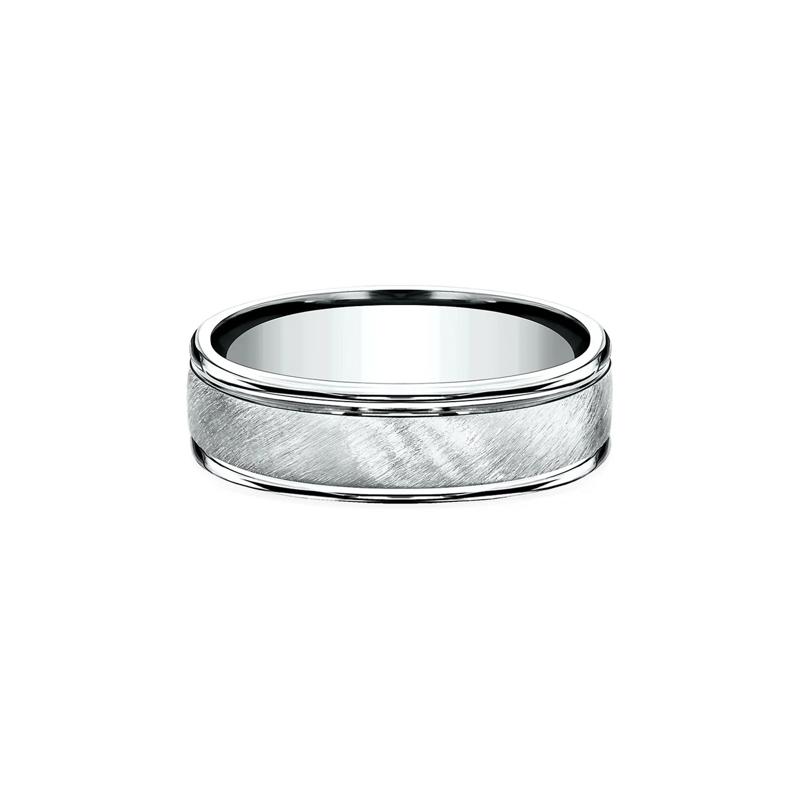 Men&#39;s Satin Finish Band in 10K White Gold, 6MM – Image 1 of 3