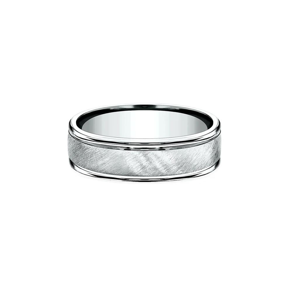 Men's Satin Finish Band in 10K White Gold, 6MM – Image 1 of 3