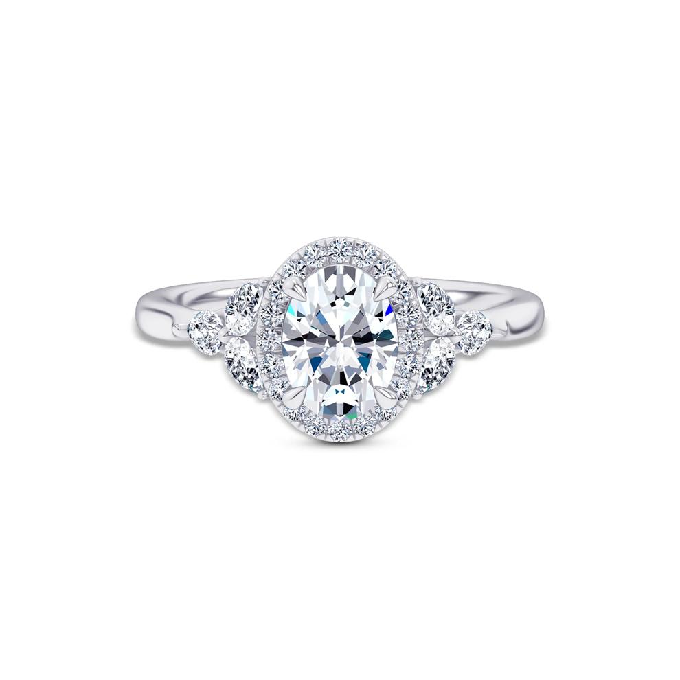 Diamond Oval Halo Engagement Ring in Platinum (1 3/8 ct. tw.) – Image 1 of 4