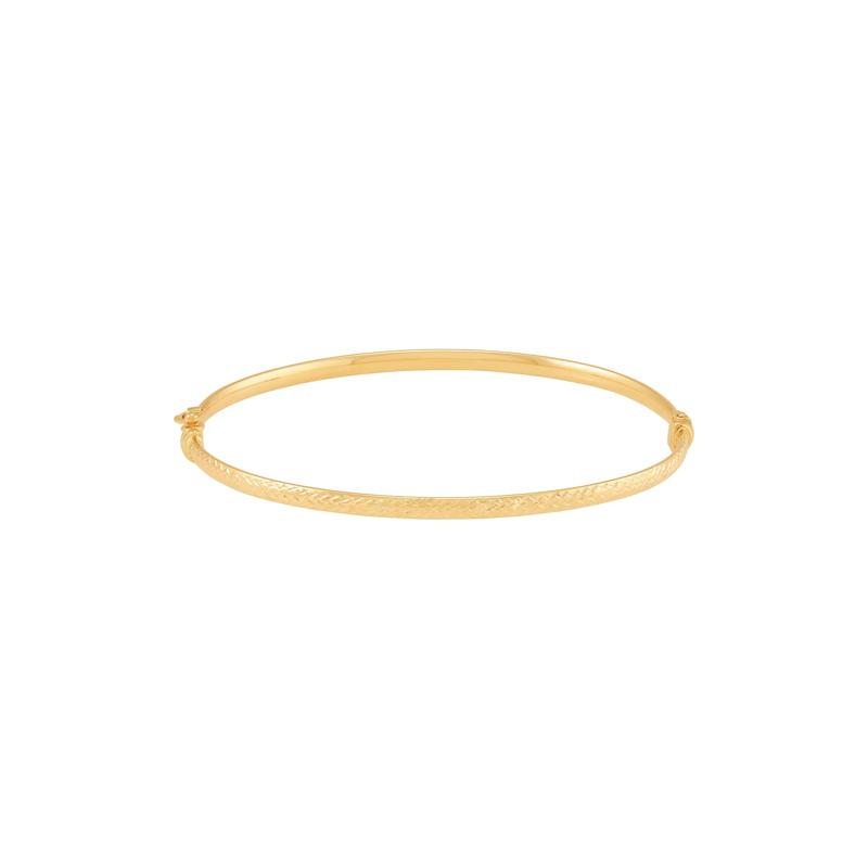 Diamond-Cut Hinged Bangle Bracelet in 14K Yellow Gold – Image 1 of 1