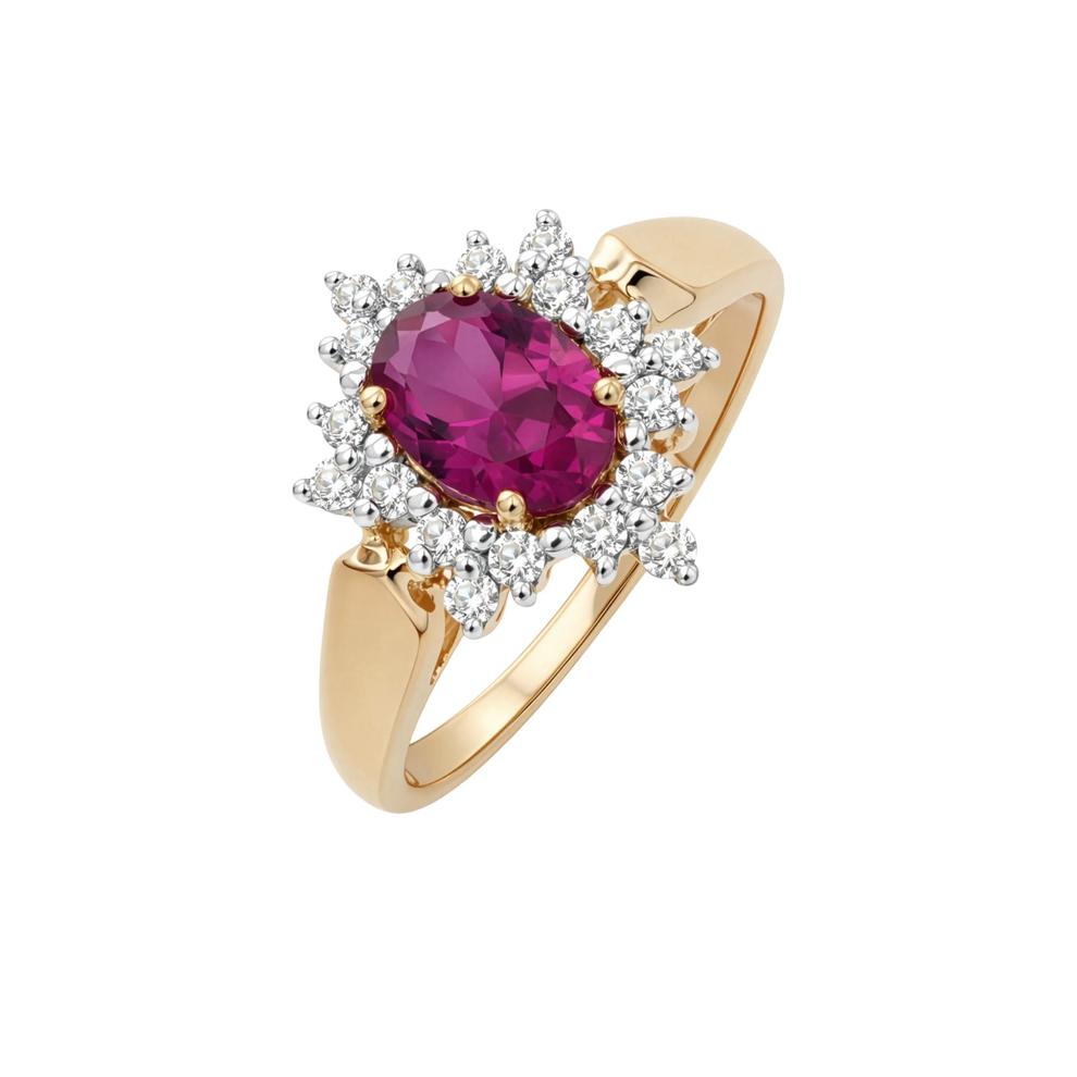 Ruby &amp; Diamond Starburst Halo Ring in 10K Yellow Gold (1/4 ct. tw.) – Image 4 of 4
