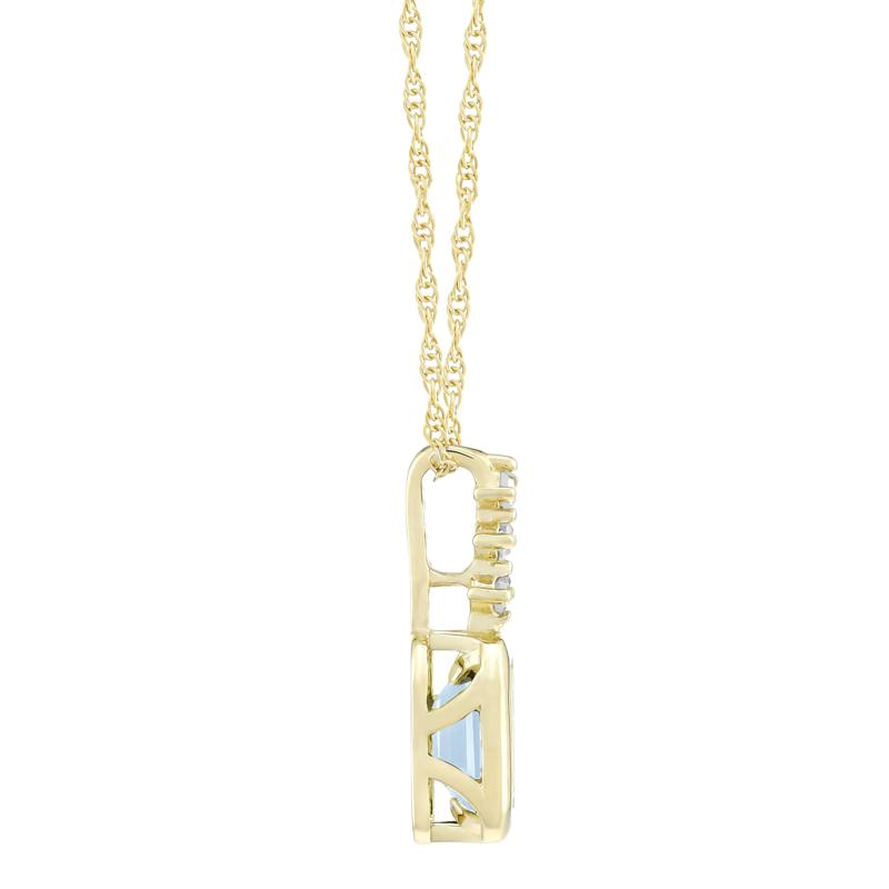 Aquamarine and Diamond Accent Pendant in 10K Yellow Gold – Image 2 of 3